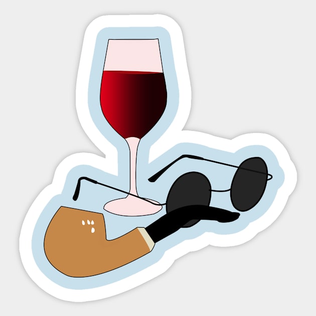 Wine, Pipe and Glasses Sticker by momomoma